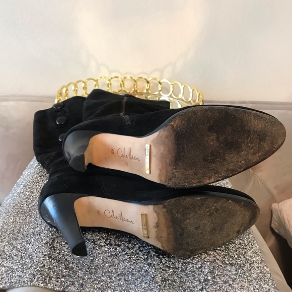 Cole Haan Black Suede Button Boots - Picture 6 of 7